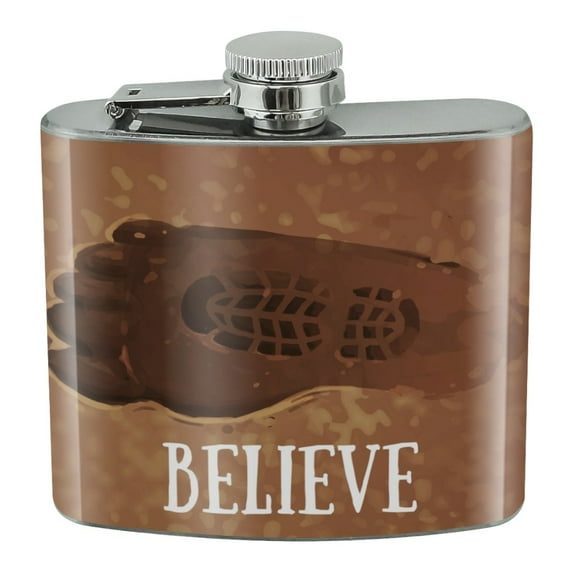Bigfoot Sasquatch Believe Foot Print Stainless Steel 5oz Hip Drink Kidney Flask