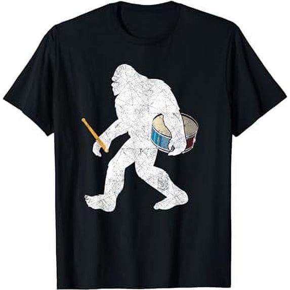 Bigfoot Sasquatch Carrying Drum T Shirt Drumsticks Gifts