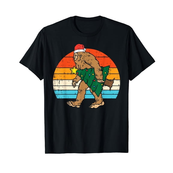 Bigfoot Sasquatch Christmas Tree Funny Xmas Men T-Shirt