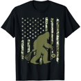 thumbnail image 1 of Bigfoot Sasquatch Fly Fishing American Flag Camo Vintage T-ShirtMen and women, Black T-shirt, size: Extra large, 1 of 4