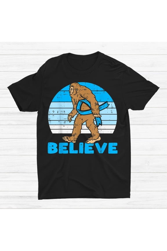 Bigfoot Sasquatch Light Blue Ribbon Prostate Cancer Aware T-shirt Size S-5XL