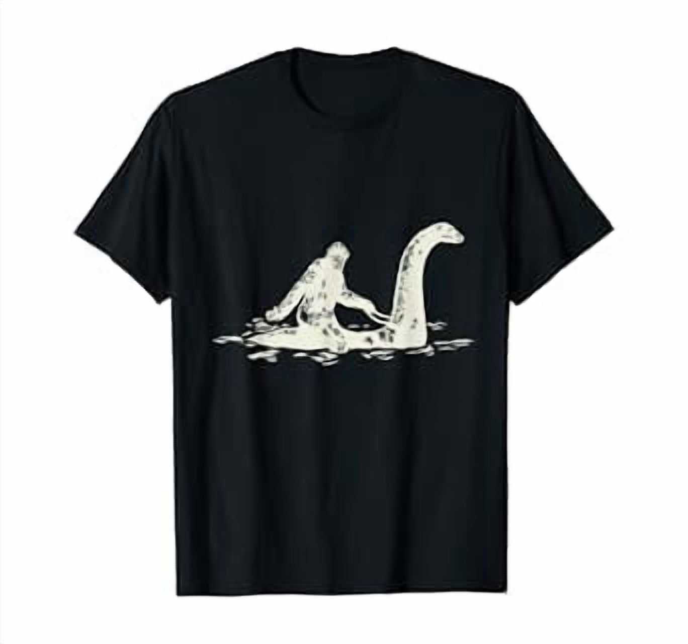 Sasquatch Riding Zebra Bigfoot Sasquatch Riding The Loch Ness Monster Funny T-Shirt - Walmart.com