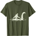 thumbnail image 1 of Bigfoot Sasquatch Riding The Loch Ness Monster Funny Unisex T-Shirt for Men Women Kids Toddler,Military Green Color,Size 2XL, 1 of 5