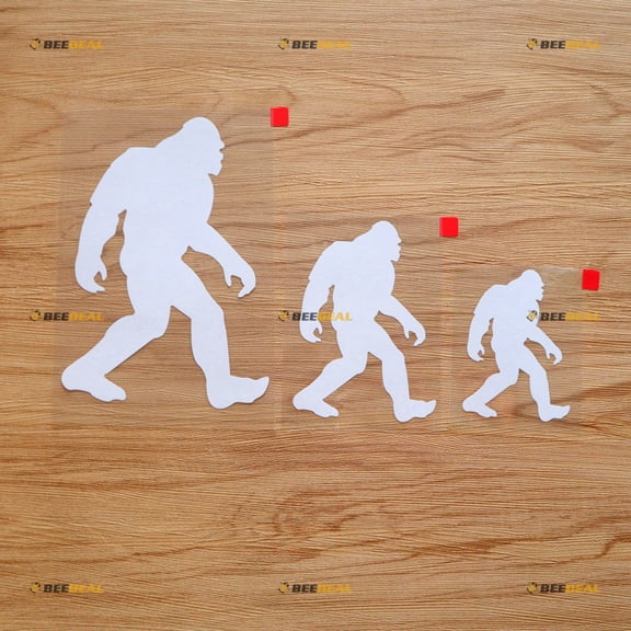 Bigfoot Sasquatch Sticker Decal Vinyl - 3 Pack White, 3 Inches, 4 Inches, 6 Inches - No Background for Car Boat Laptop Cup Phone