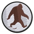 thumbnail image 1 of Bigfoot Sasquatch Walking with Footprint Trail Applique Multi-Color Embroidered Iron-On Patch - 3.5 Inch Large, 1 of 5