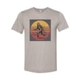 thumbnail image 1 of "Bigfoot Shirt, Sasquatch Shirt, Bigfoot Sunset, Sasquatch Apparel, Unisex Fit, Bigfoot Lover, Gift For Him, Yeti Shirt, Sublimated Design, Heather Stone, XL", 1 of 1