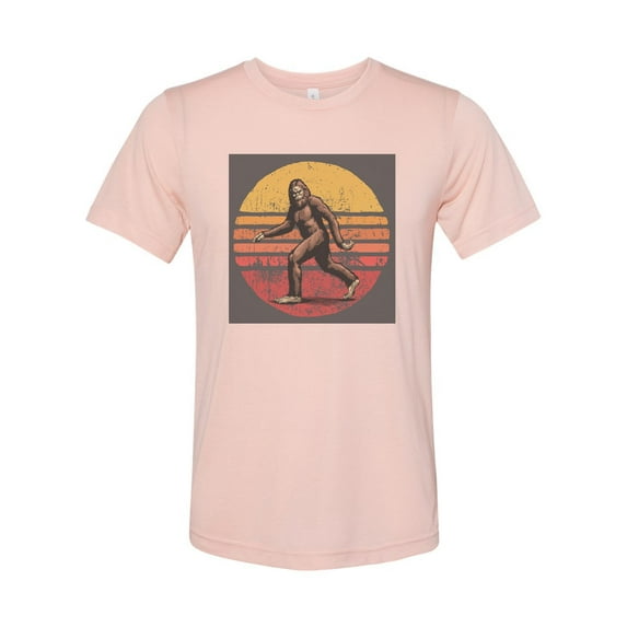 "Bigfoot Shirt, Sasquatch Shirt, Bigfoot Sunset, Sasquatch Apparel, Unisex Fit, Bigfoot Lover, Gift For Him, Yeti Shirt, Sublimated Design, Peach, SMALL"