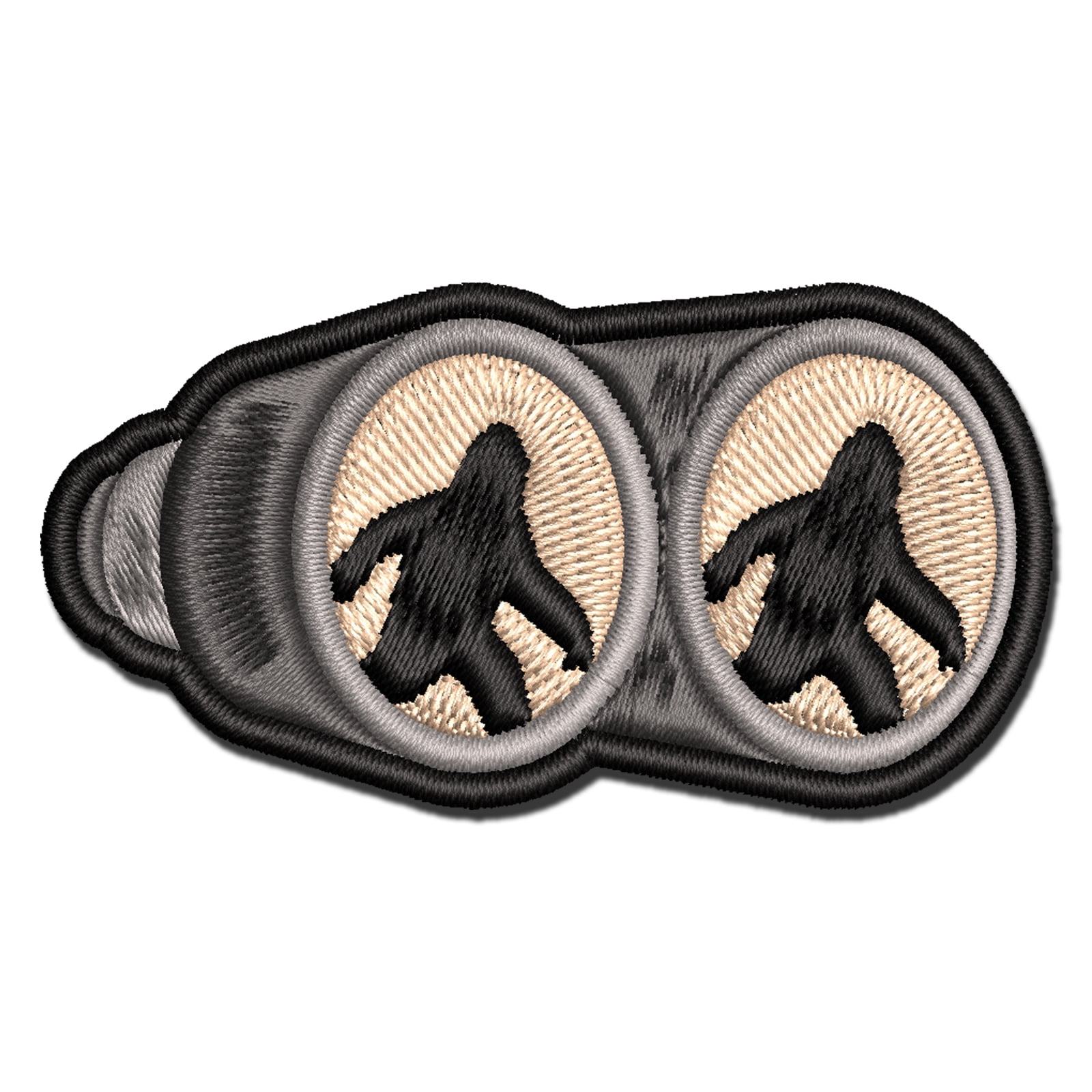 Bigfoot Sighting Binoculars Sasquatch Cryptid Applique Multi-Color Embroidered Iron-On Patch - 3.5 Inch Large