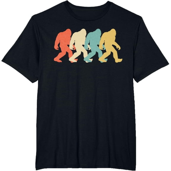 Bigfoot Silhouette Retro Pop Art Sasquatch Graphic T-Shirt T-ShirtMen and women, Black T-shirt, size: Extra large
