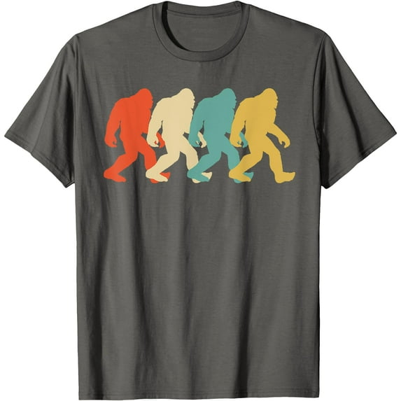 Bigfoot Silhouette Retro Pop Art Sasquatch Graphic Unisex T-Shirt for Men Women Kids Toddler,Charcoal Color,Size 4T