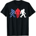 thumbnail image 1 of Bigfoot Silhouette Sasquatch American Flag Patriotic USA T-Shirt, 1 of 4