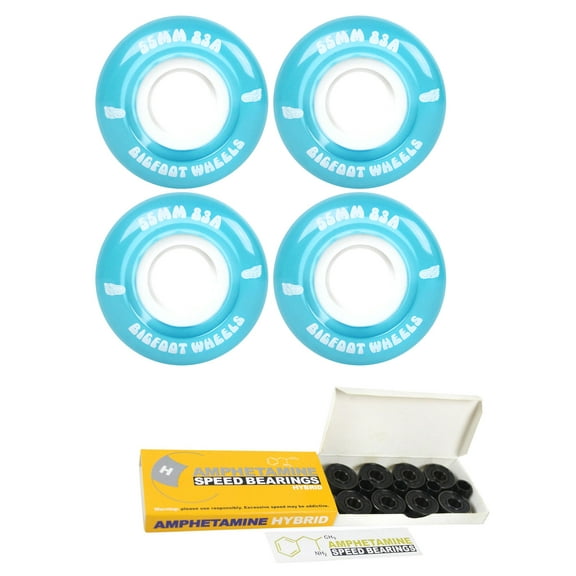Bigfoot Skateboard Wheels 55mm 83A Soft Cruiser Filmer Blue + Ceramic Bearings