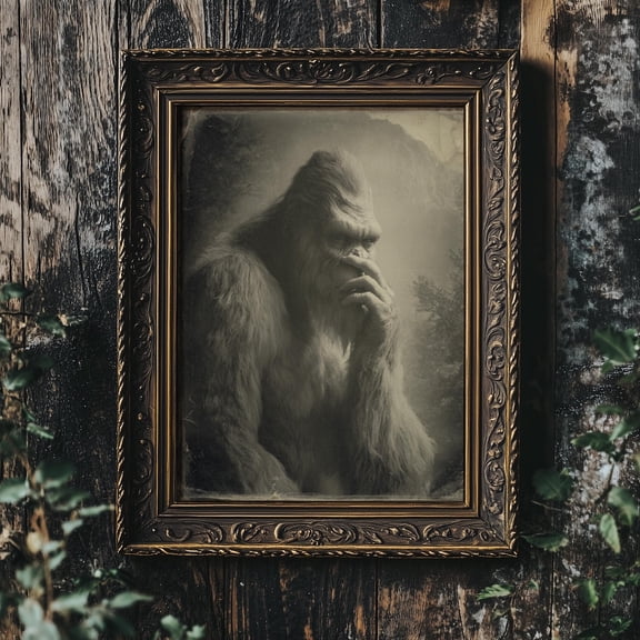 Bigfoot Smelly Bathroom Wall Art, Vintage Sasquatch Poster, Cryptid Bathroom Decor For Cabin Outhouse, Cryptid, Unframed Canvas Size 12x18