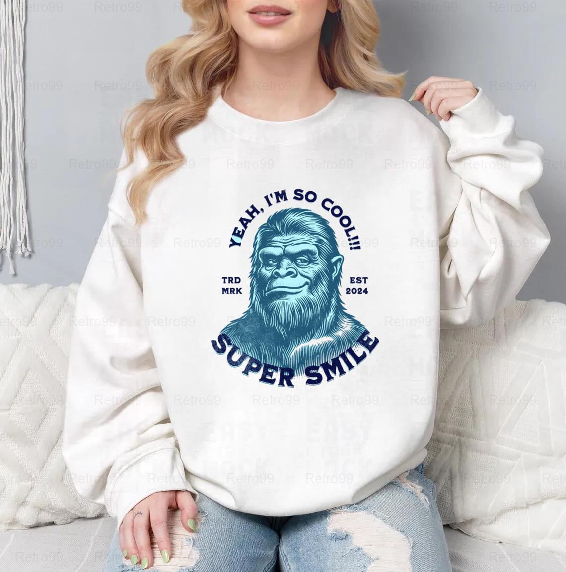 Bigfoot Smile T-shirt, Sweatshirt, Hoodie with Wholesome Cryptid Humor ...