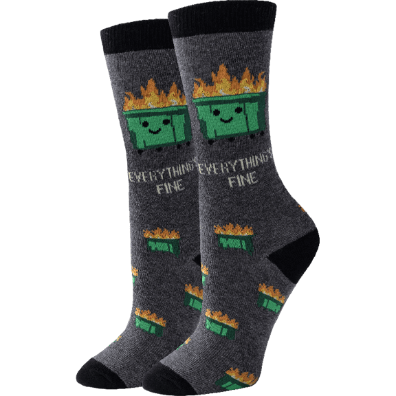 Bigfoot Socks Ladies Everything's Fine Sock  OS   Grey