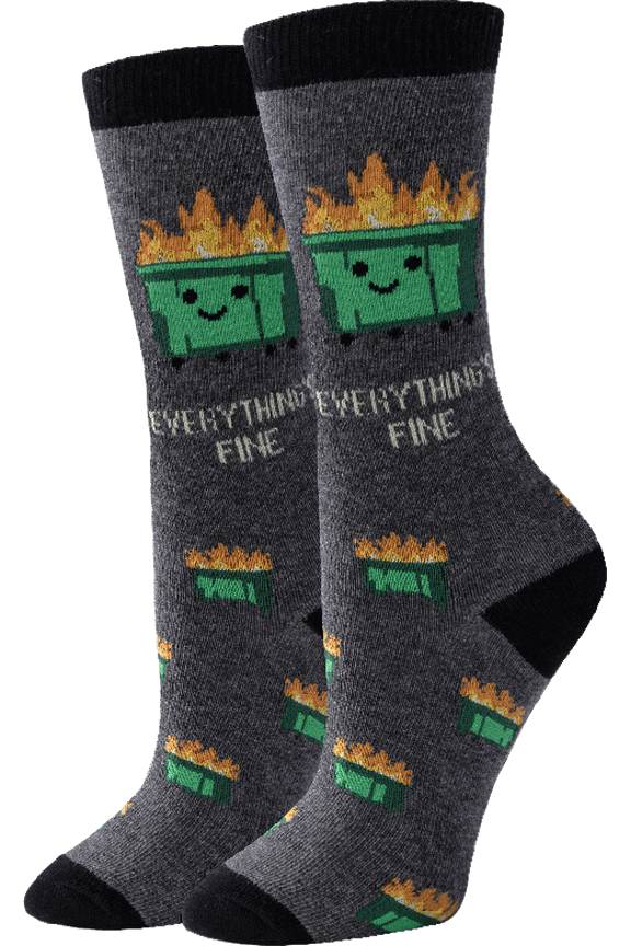 Ladies Everything's Fine Sock  OS   Grey