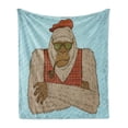 thumbnail image 1 of Bigfoot Soft Flannel Fleece Throw Blanket, Melancholic Yeti Portrait Smoking Wearing Hipster Tartan Waistcoast and Hat, Cozy Plush for Indoor and Outdoor Use, 50" x 60", Multicolor, by Ambesonne, 1 of 6