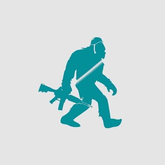 Bigfoot Soldier AR Sasquatch Vinyl Decal Sticker UV & Waterproof Bumper Window Laptop Automotive Water Bottle Gift accessories – TEAL 6"