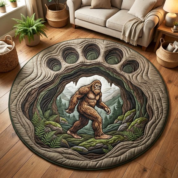 Bigfoot Spirit 3D All Over Printed Quilted Round Mat BTO11091380