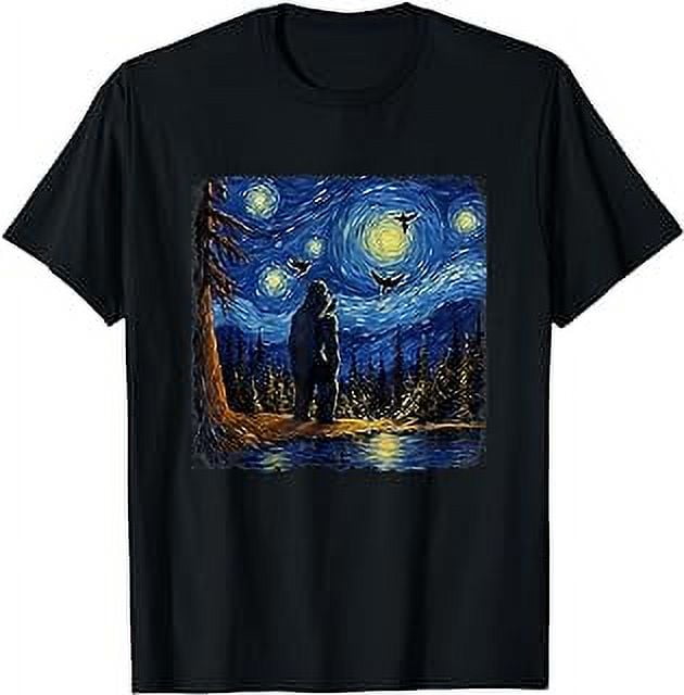 Bigfoot Starry Night Sasquatch Van Gogh Sky Painting Budgie T-Shirt ...