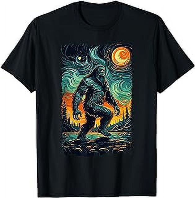 Bigfoot Starry Night Sasquatch Van Gogh Sky Painting T-Shirt - Walmart.com