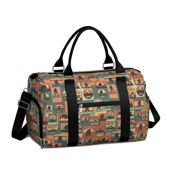 Bigfoot and Sticker Green Pattern Gym Bag with Shoe Compartment ...