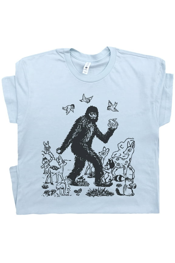 Bigfoot T Shirt Cool Big Foot Raccoon Cryptid Shirts for Women Men Funny Sasquatch Skunk Possum Graphic Tee Weird Vintage Yeti