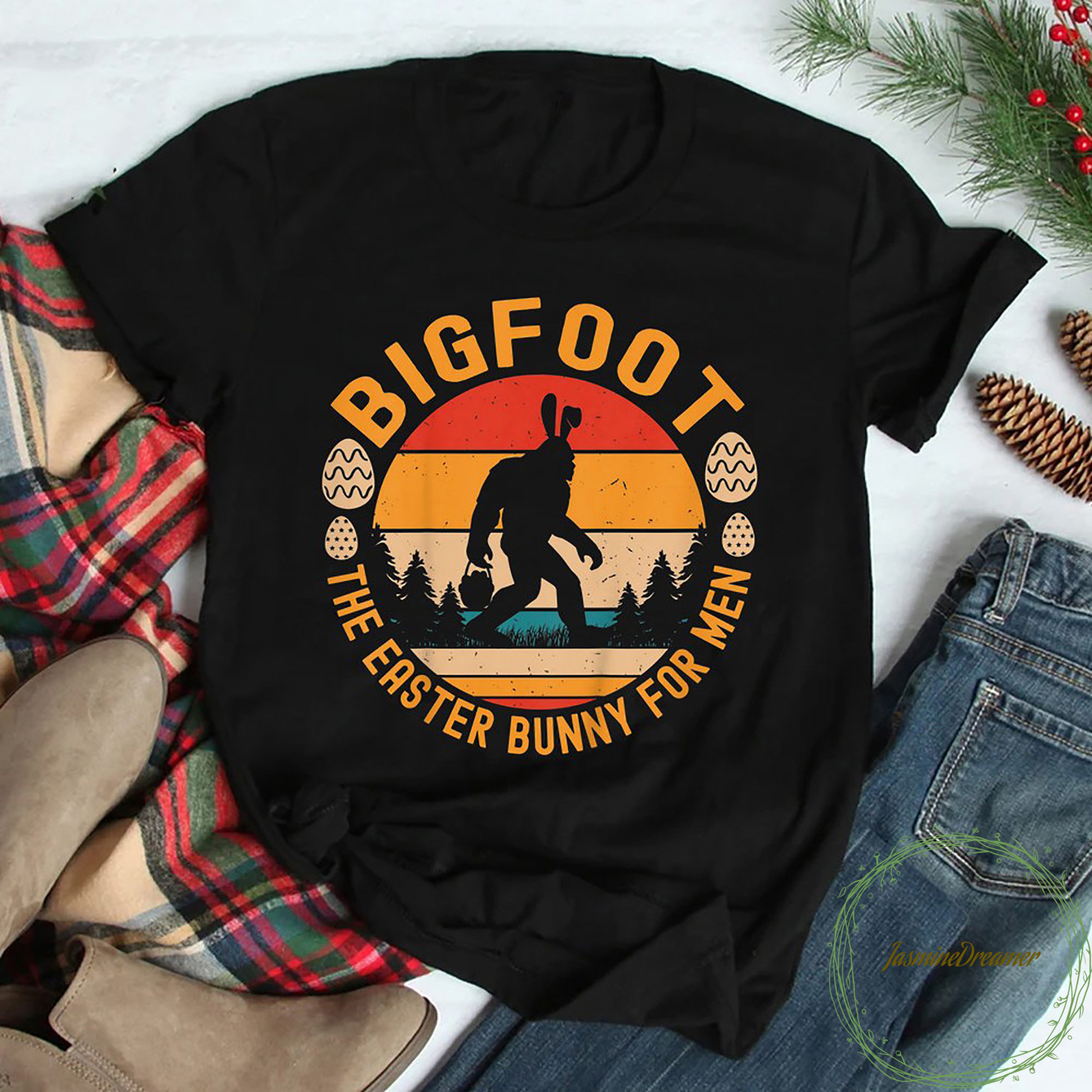 Bigfoot The Easter Bunny For Men TShirt, Retro Bigfoot Easter Bunny