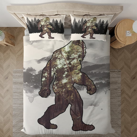 Bigfoot Throw Bedding Set (68x88), funny bigfoot bedding