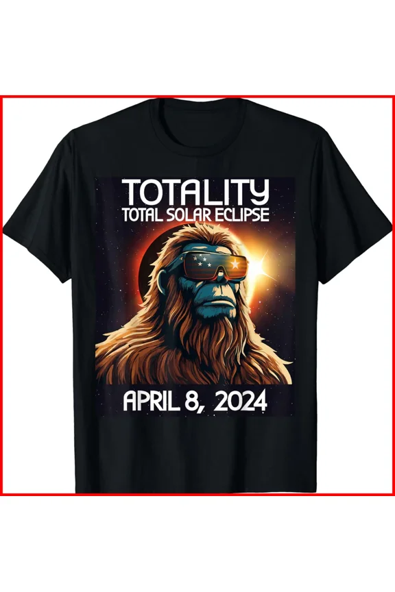 Bigfoot Totality Total Solar Eclipse April 8 2024 Retro Eclipse Unisex T-Shirt, S-5XL