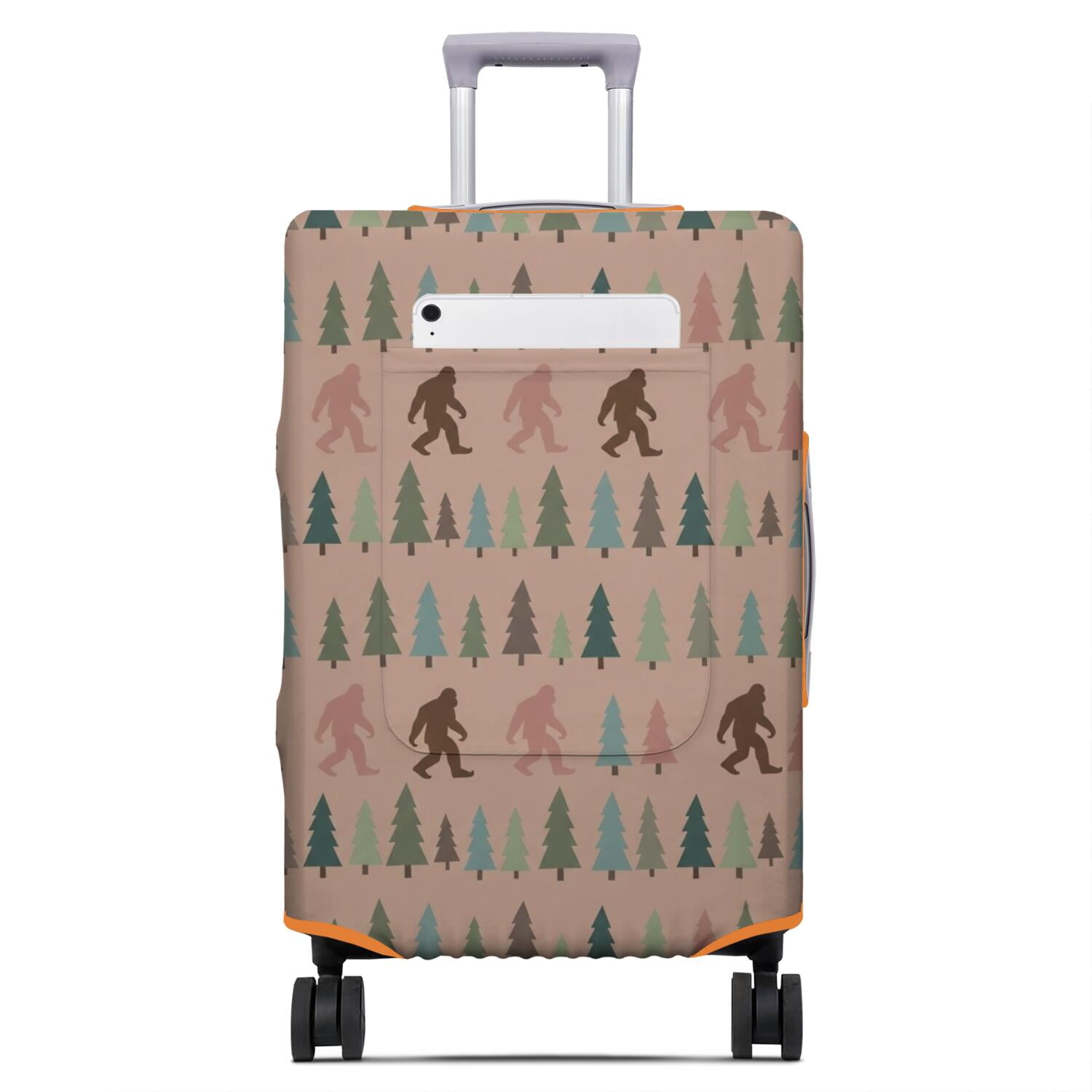 Bigfoot and Tree Pink Pattern Luggage Cover,Stretch Travel Baggage ...
