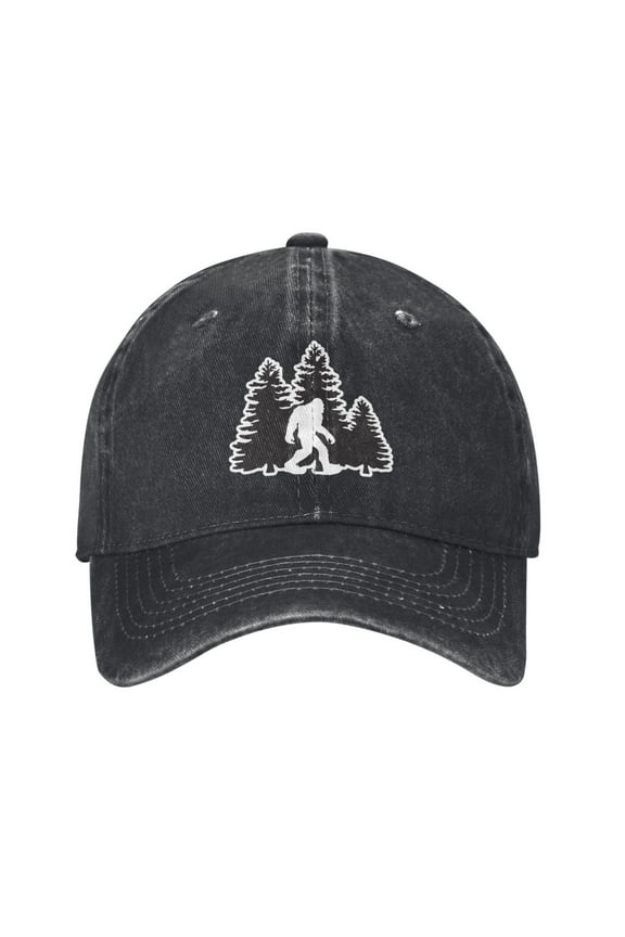 Bigfoot Trees Forest Cowboy Hat Baseball Hat Trucker Hat For Men Women Retro Denim Hats Baseball Cap Dad Hat