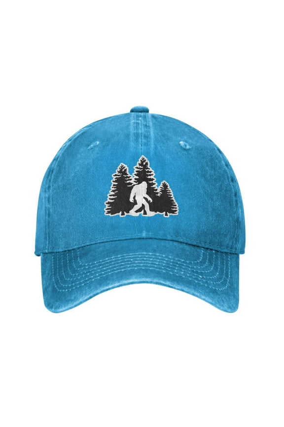 Bigfoot Trees Forest Cowboy Hat Baseball Hat Trucker Hat For Men Women Retro Denim Hats Baseball Cap Dad Hat