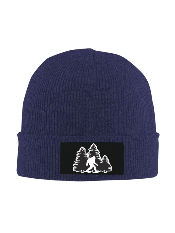 Bigfoot Trees Forest Men Women Knitted Hat Adult Knit Beanie For Fall Winter Knit Hat Cap