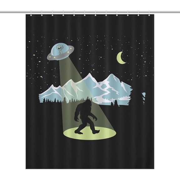 Bigfoot Trees Forest Shower Curtain, Fabric Bath Curtain Bathroom Curtain Washable Home Decor Art Curtain