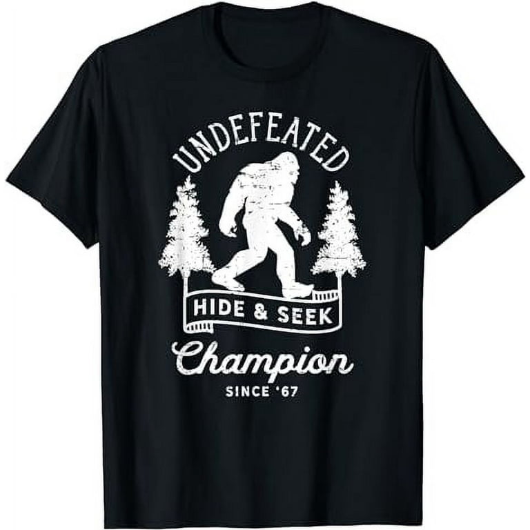 Bigfoot Undefeated Hide And Seek Champion Distressed T-Shirt Bigfoot Undefeated Hide And Seek Champion Distressed T-Shirt
