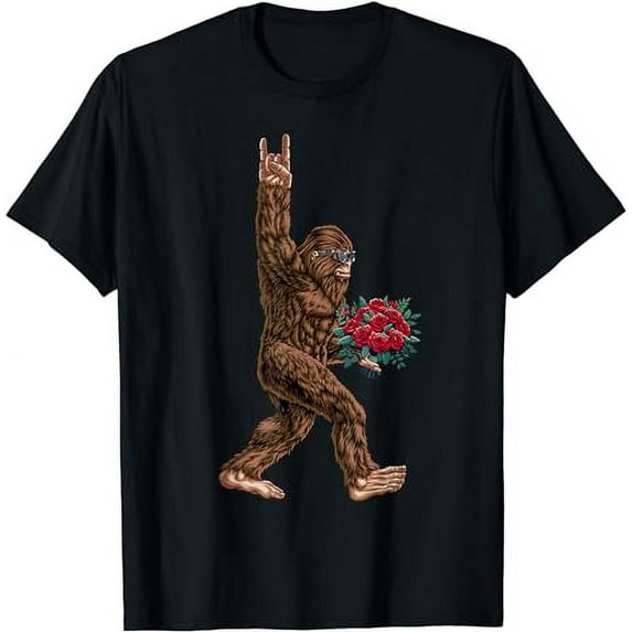Bigfoot Valentines Day Shirt - Funny Roses Sasquatch Love T-Shirt