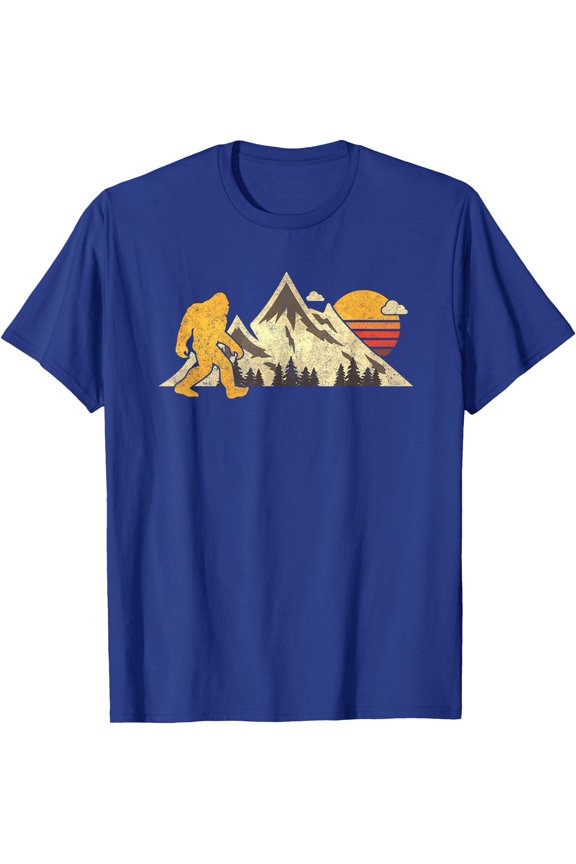 Bigfoot Vintage Mountain Sun Sasquatch Camping Hiking Unisex T-Shirt for Men Women Kids Toddler