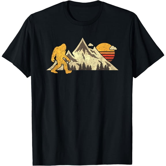Bigfoot Vintage Mountain Sun Sasquatch Camping Hiking Unisex T-Shirt for Men Women Kids Toddler