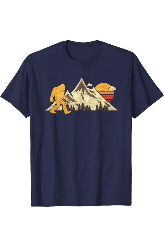 Bigfoot Vintage Mountain Sun Sasquatch Camping Hiking Unisex T-Shirt for Men Women Kids Toddler