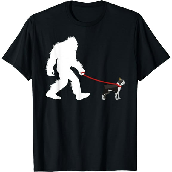 Bigfoot Walking Boston Terrier Shirt, Dog Walker Tee Gift