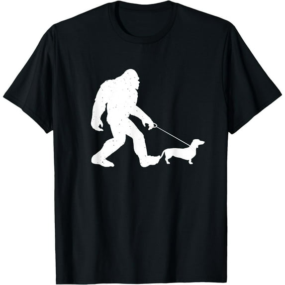 Bigfoot Walking Dachshund Funny Wiener Dog Gift Unisex T-Shirt for Men Women Kids Toddler