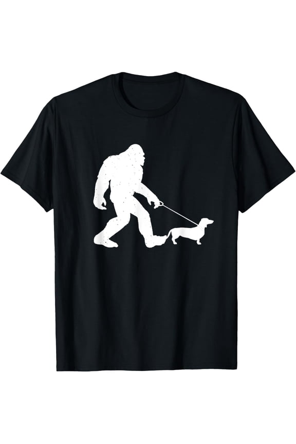 Bigfoot Walking Dachshund Shirt Funny Wiener Dog Gift Mens T-Shirt