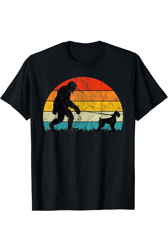 Bigfoot Walking Giant Schnauzer Dog Training Puppies Mom Dad T-Shirt