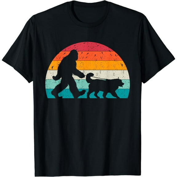 Bigfoot Walking a Dog Funny Bernese Mountain Dog Lovers T-Shirt