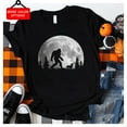 Bigfoot Walking a Dog Funny Moon Halloween TShirt 1 Tshirt, 3XL