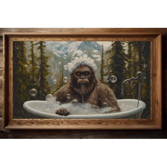 Bigfoot Wall Art, Sasquatch Wall Decor, Bathroom Decor Poster Vintage Style, Poster Only