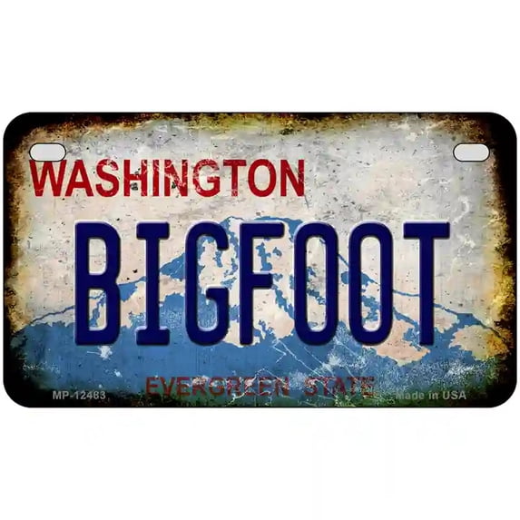 Bigfoot Washington Rusty Novelty Metal License Plate 7" x 4" Motorcycle