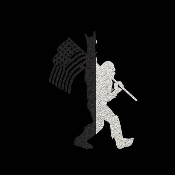 Bigfoot Wave Flag USA Rock On Vinyl Decal Sticker UV & Waterproof Bumper Window Laptop Automotive Water Bottle Gift accessories BLACK REFLECTIVE 6"