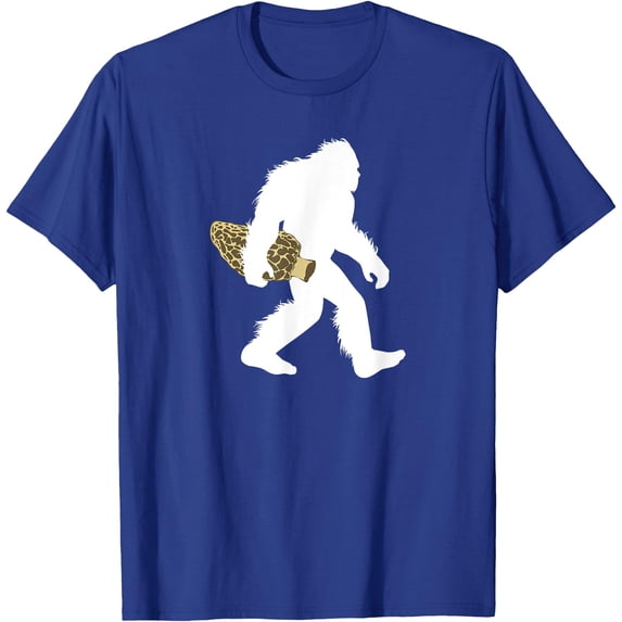 Bigfoot With Morel Mushroom Sasquatch Fungi Tee Gift Unisex T-Shirt for Men Women Kids Toddler,Royal Blue Color,Size 5XL